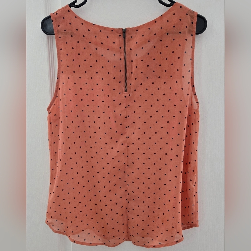 Anthropologie Mine Sleeveless Peach Top With Polka Dots Studded Neckline Sz LG - Picture 2 of 4